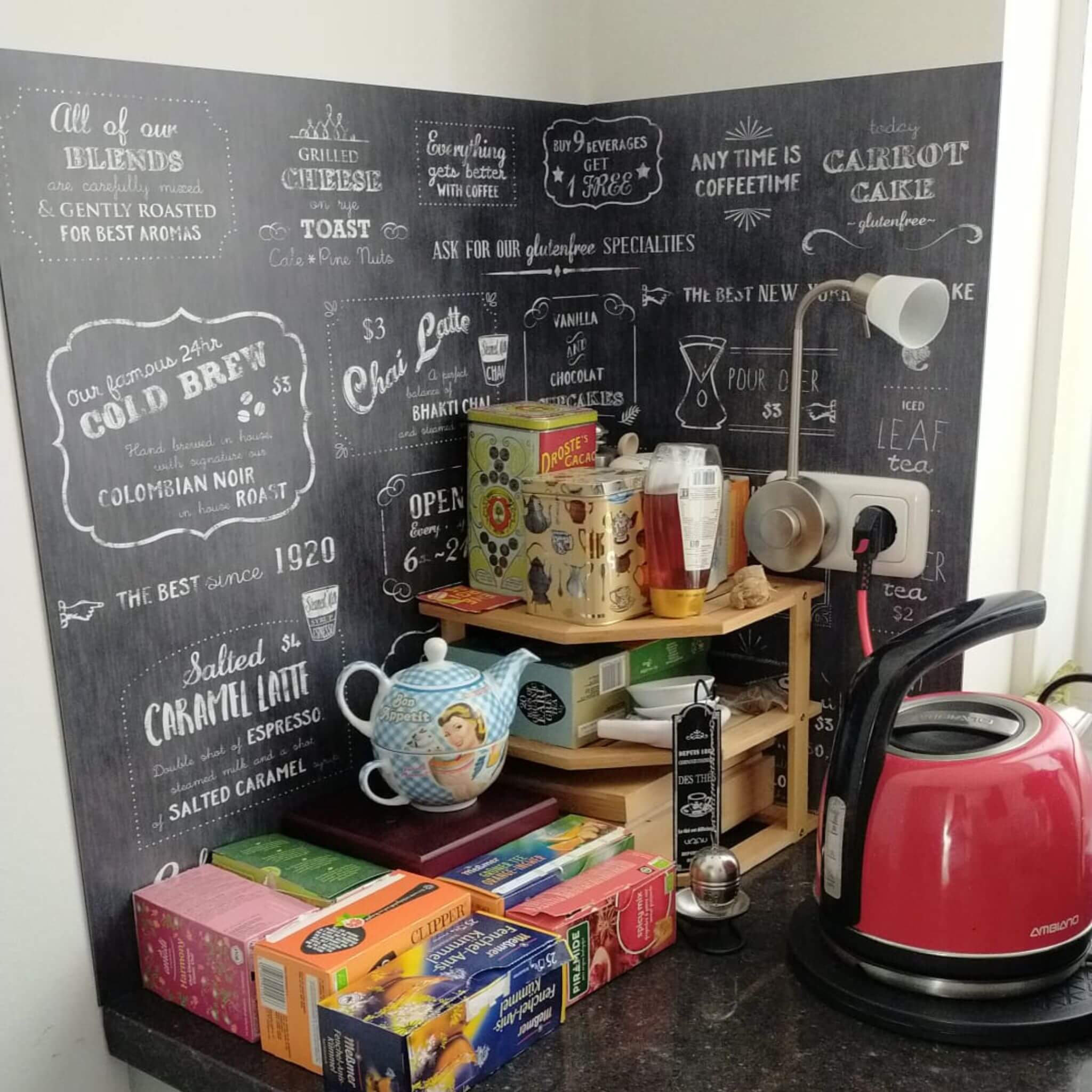 Spatwand met print - Koffie Café Menu