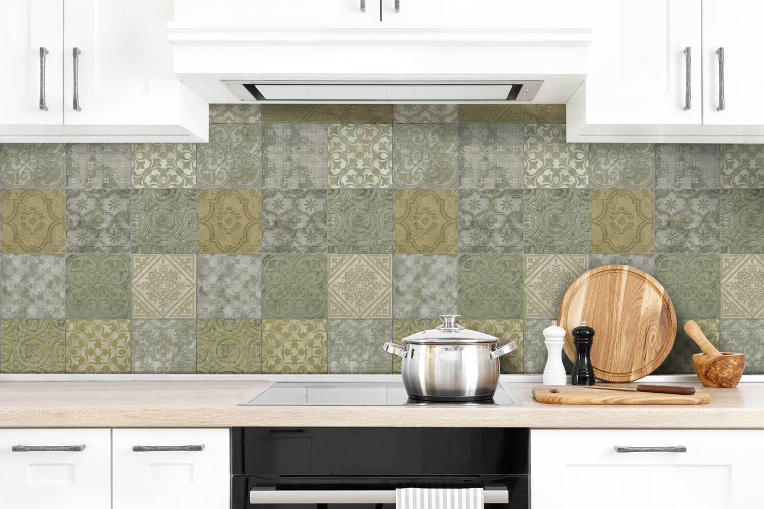 Keukenwand met Tegel Print - Groen