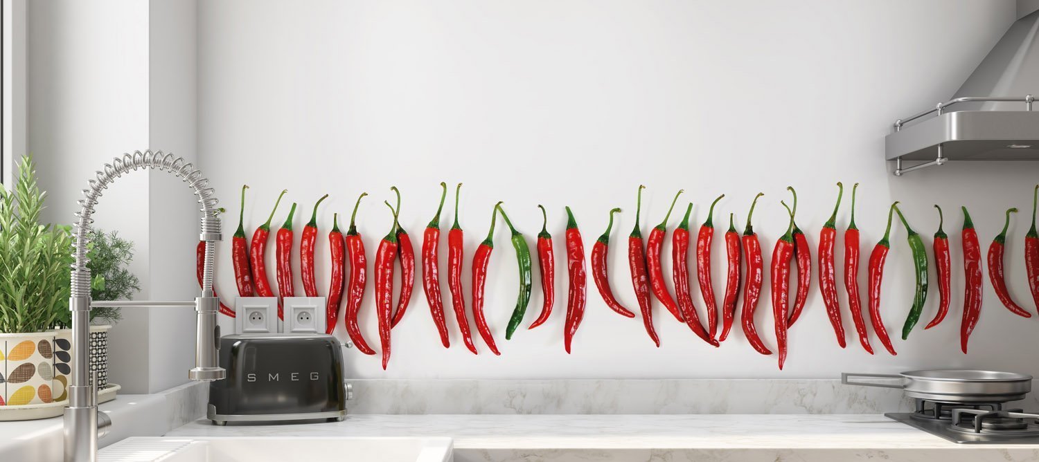 Keukenwand - Chili Pepers