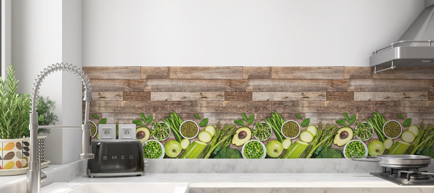 Keukenwand - Groente en hout