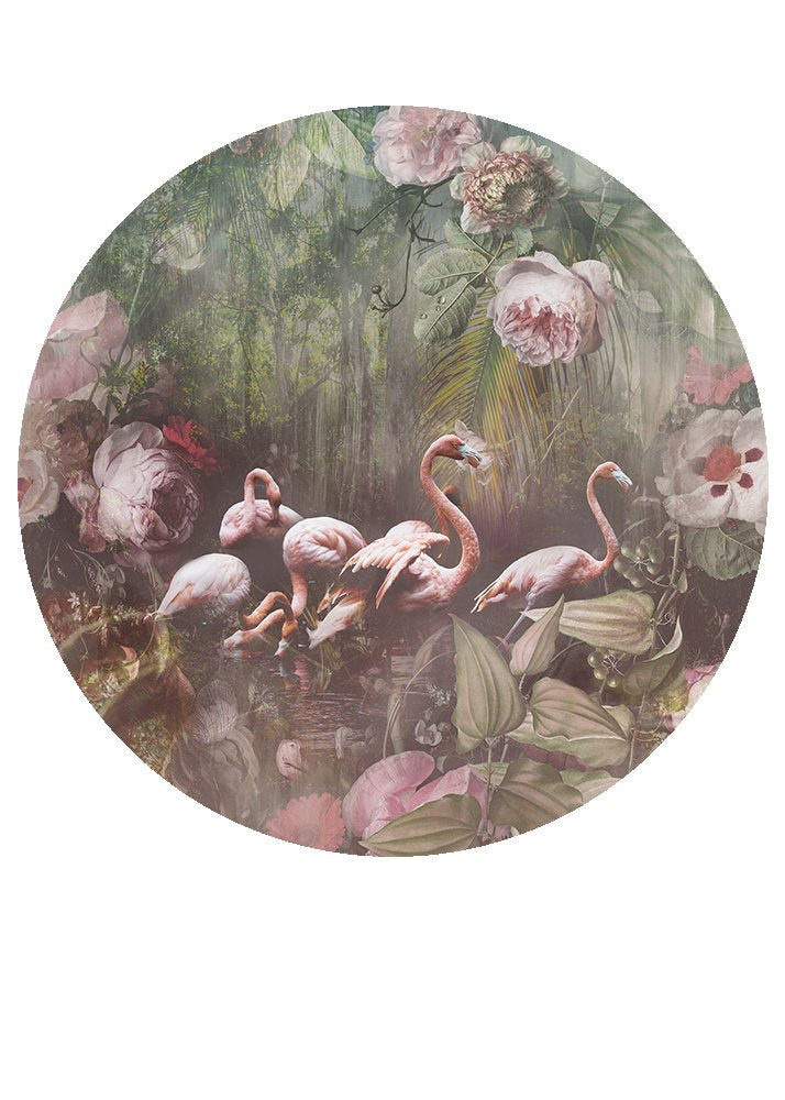 Floral Utopia Behang - Flamingo Found