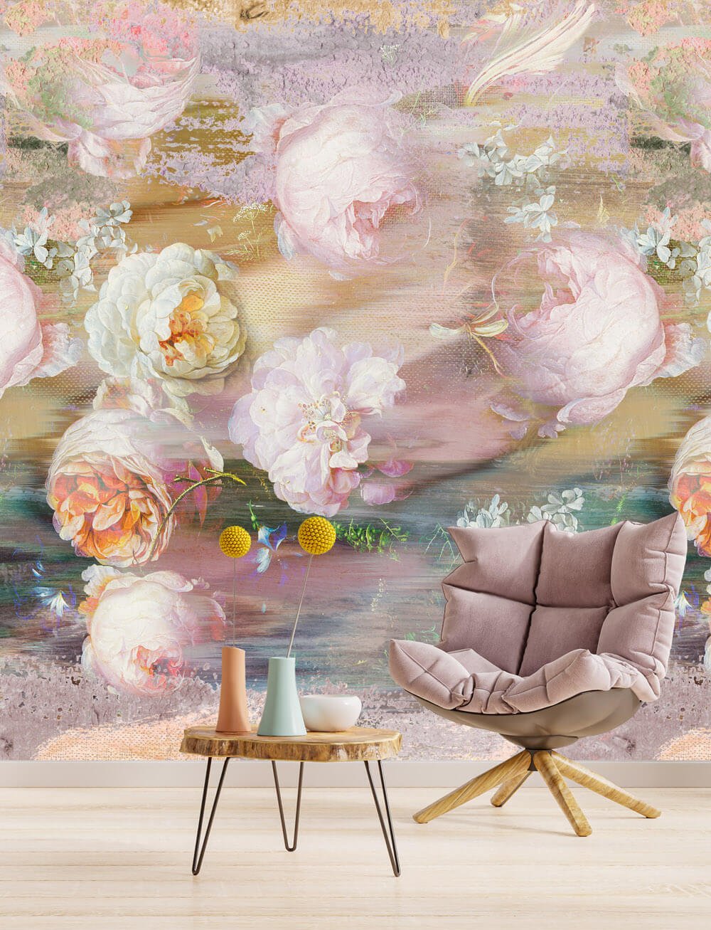 Glitch Museum Roses Lilac - Behang