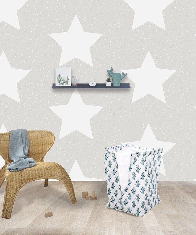 Children's wallpaper Puck & Rose - Big Star Gray