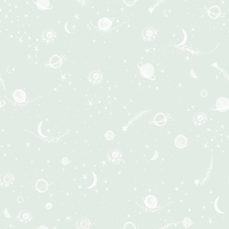 Children's Wallpaper Puck & Rose - Stars And Planets Green