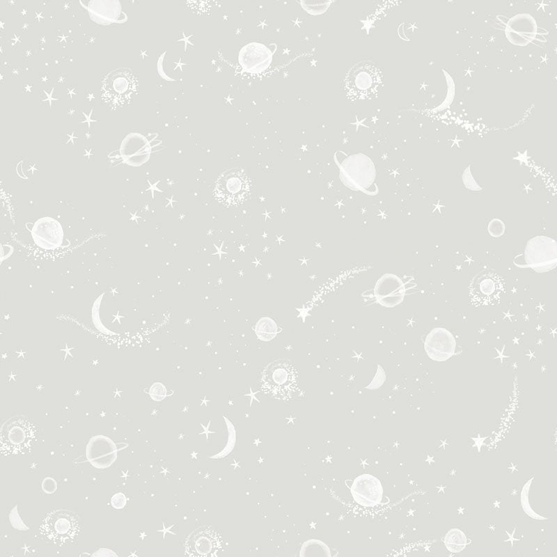 Children's Wallpaper Puck & Rose - Stars And Planets Gray