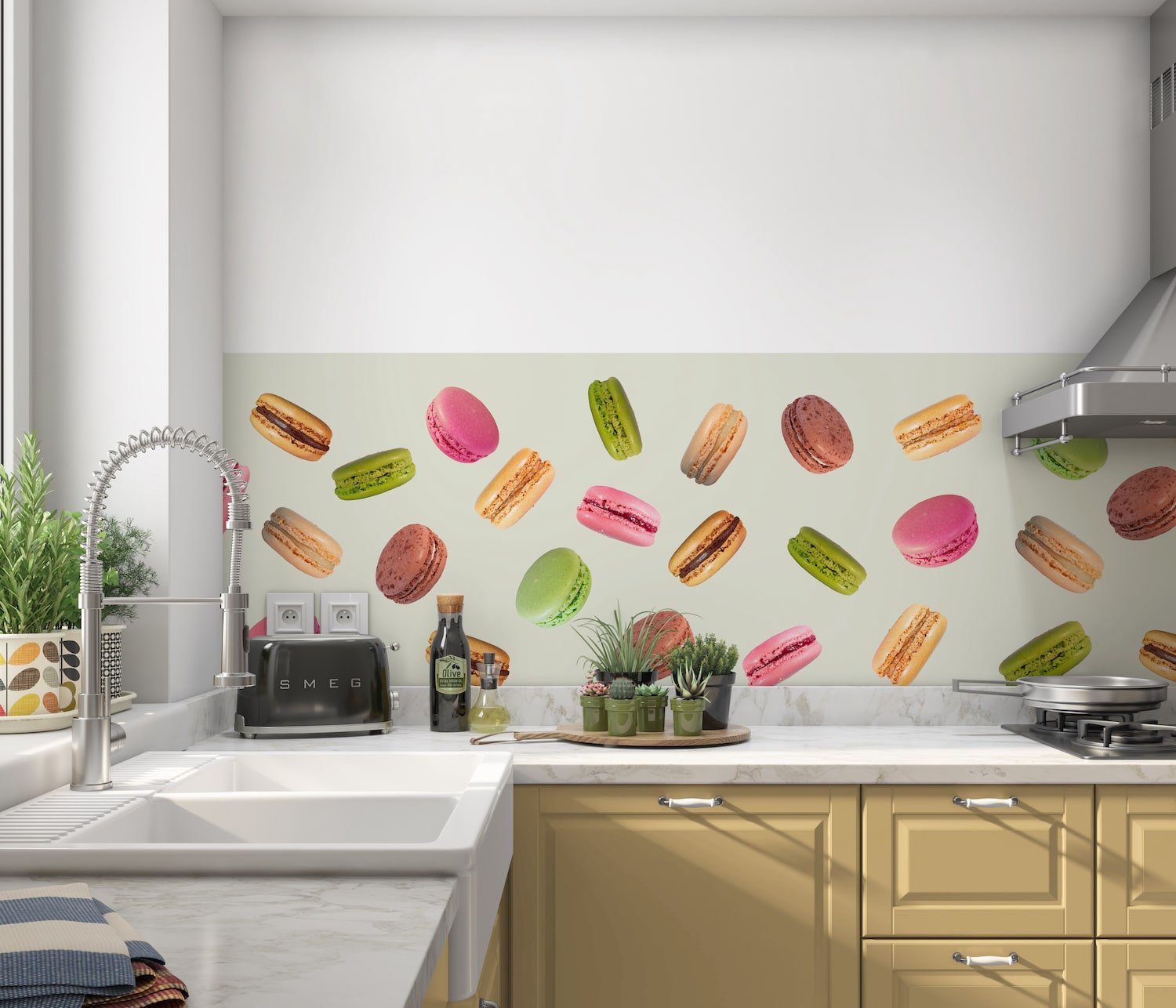 Keukenwand met print - Macarons Pistache