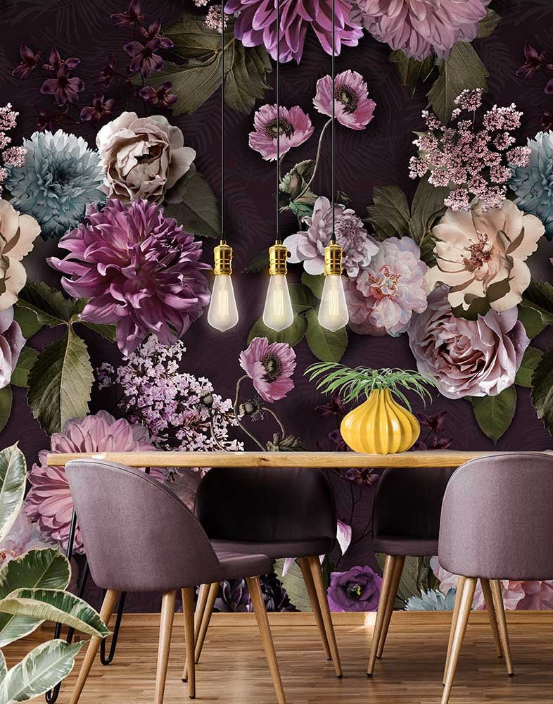 Floral Utopia Wallpaper - Mauve Afternoon