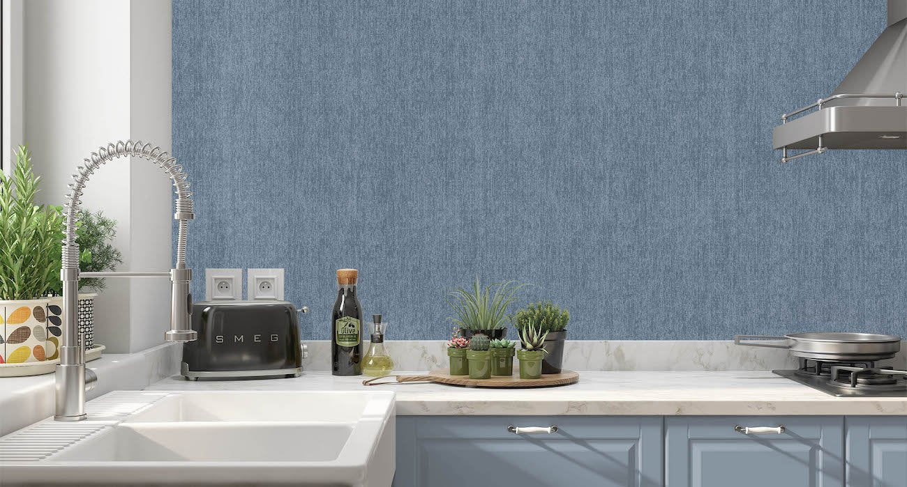 Textur Blau – Uni-Küchenwand