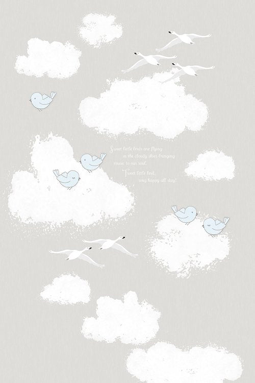 Kindertapete Sweet Clouds Grau
