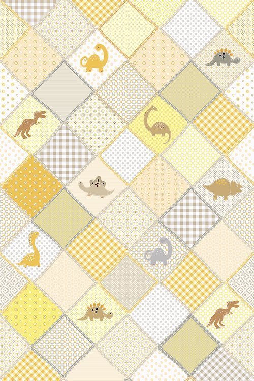 Children's wallpaper Dino Love Yellow