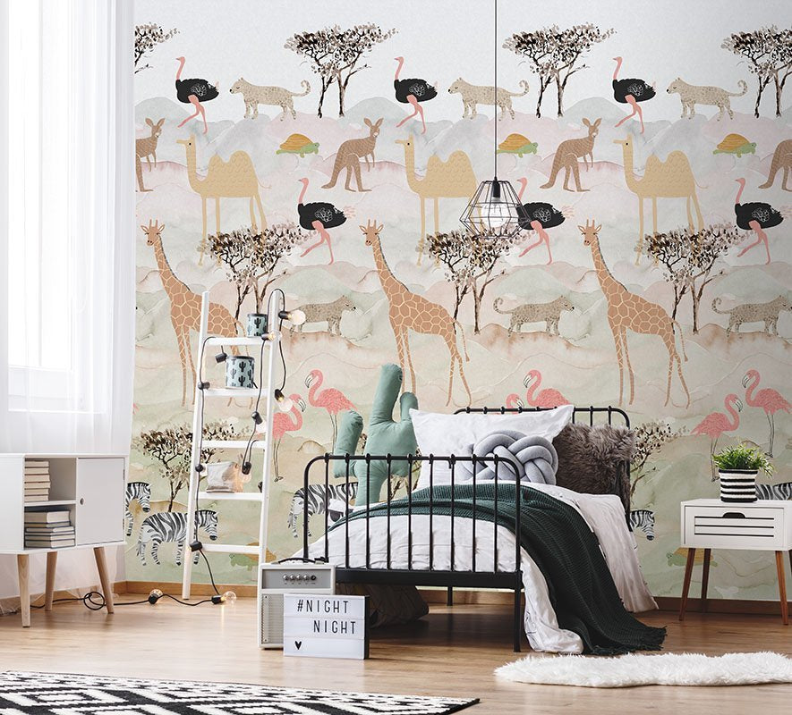 Children's wallpaper Abby & Bryan - Safari parc