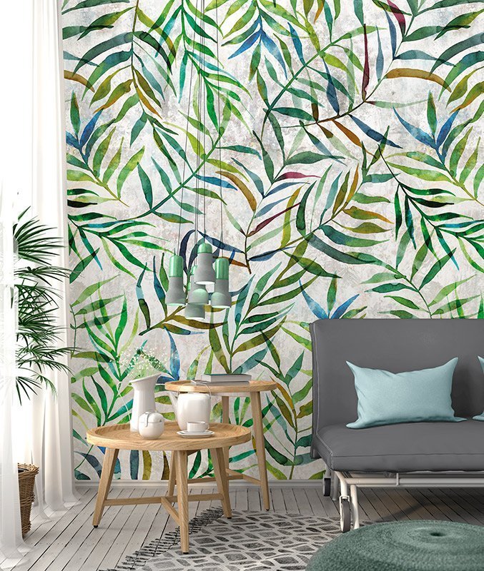 Wallpaper Colorful - Big Leaves Wall (INK7309)