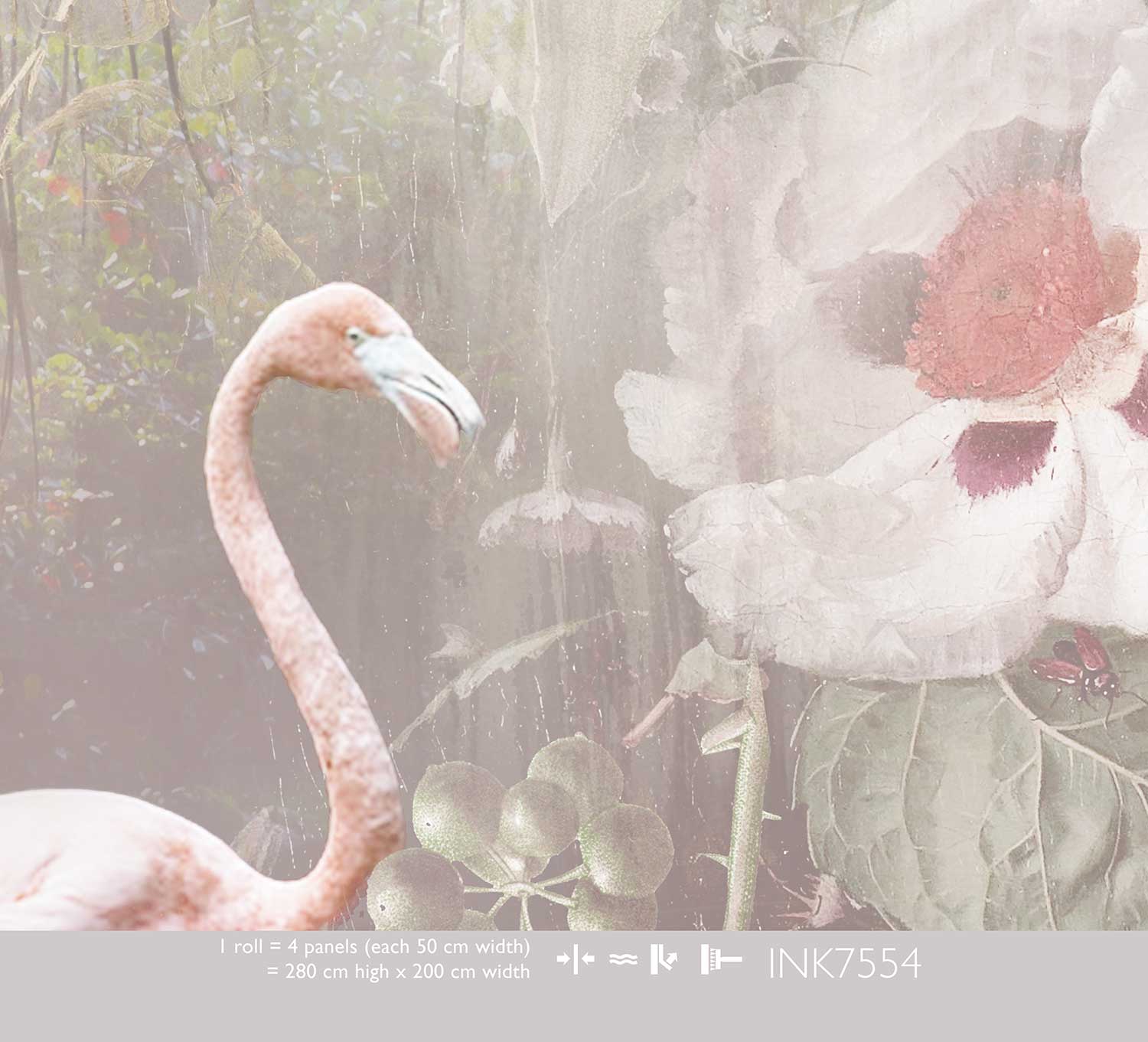 Florale Utopia-Tapete – Flamingo Found Light
