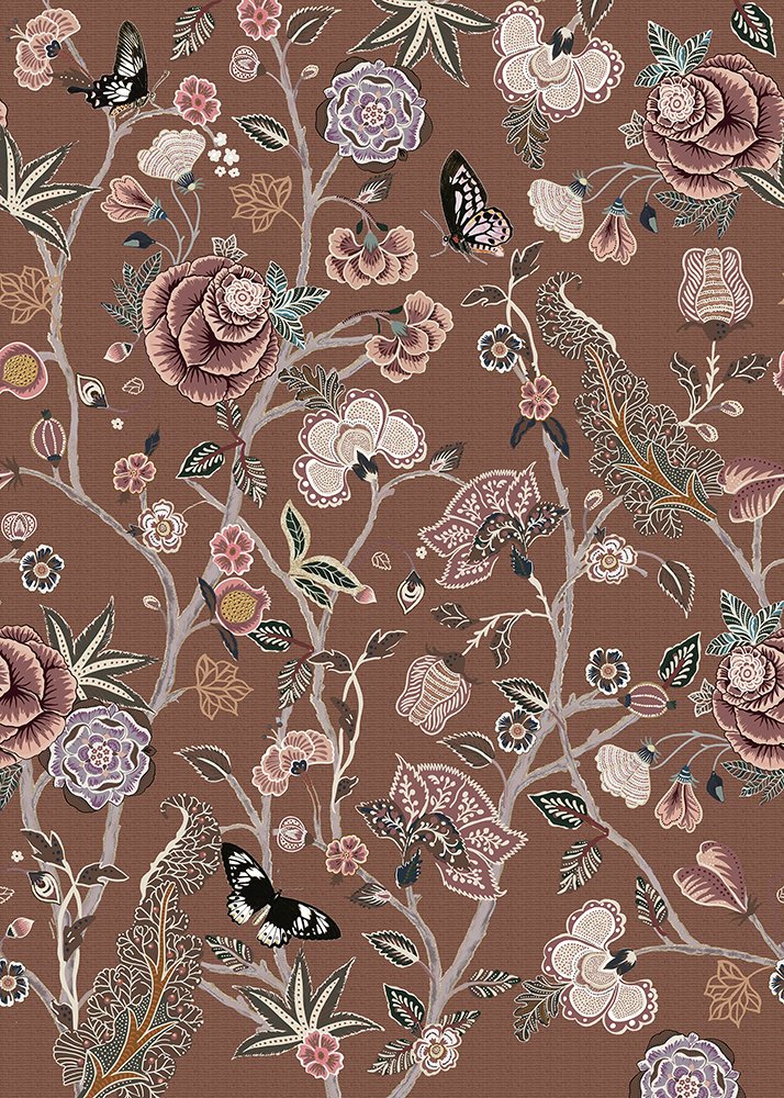 Floral Utopia Wallpaper - Pomegranate Butterscotch