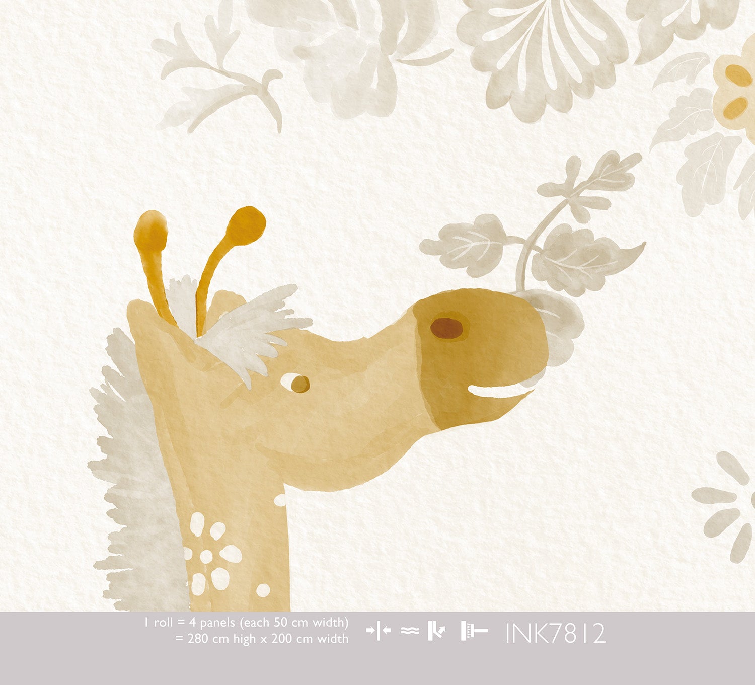 Giraffe's Eden (ocher) - Children's wallpaper Olive & Noah
