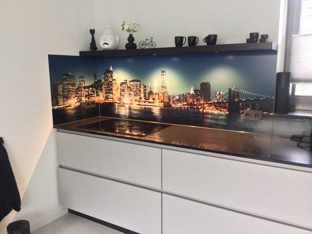 Keukenwand met New York uitzicht