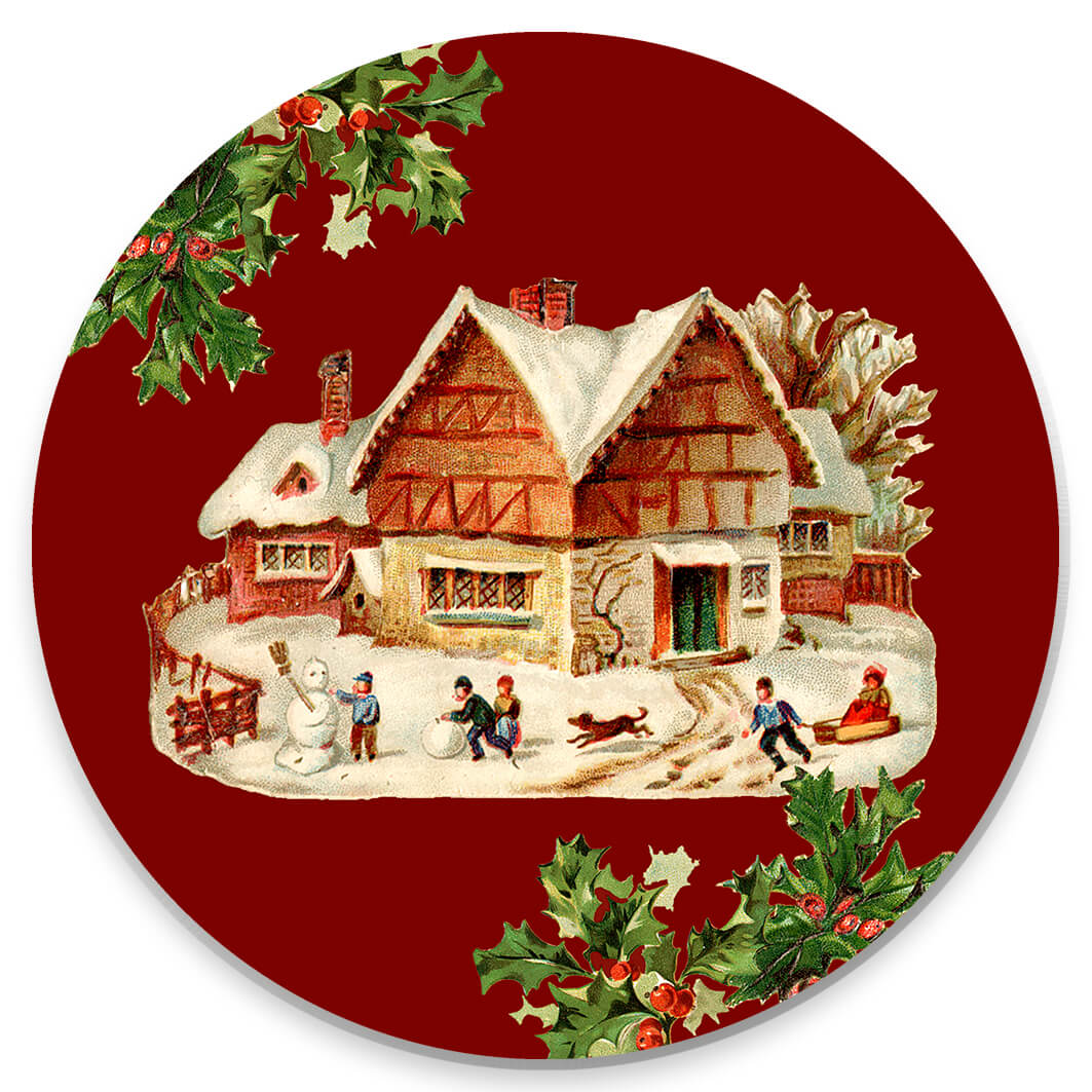 Nostalgisches Wandkreis-Set für Weihnachten – 5 Kreise mit Ø20 cm