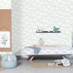 Kinderbehang Puck & Rose - Wolk Groen