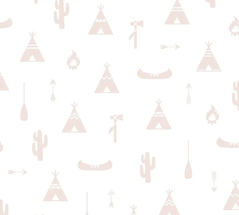Kinderbehang Puck & Rose - Tipi Wit/Roze