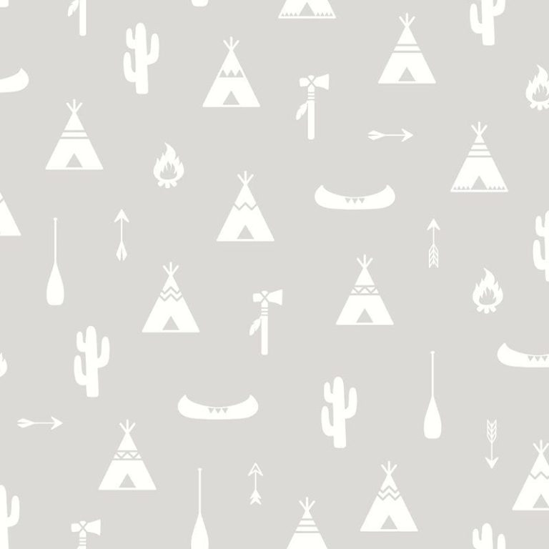 Kindertapete Puck & Rose - Tipi Grijs