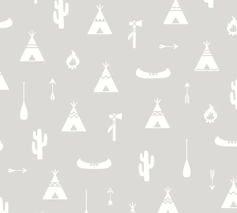 Kinderbehang Puck & Rose - Tipi Grijs