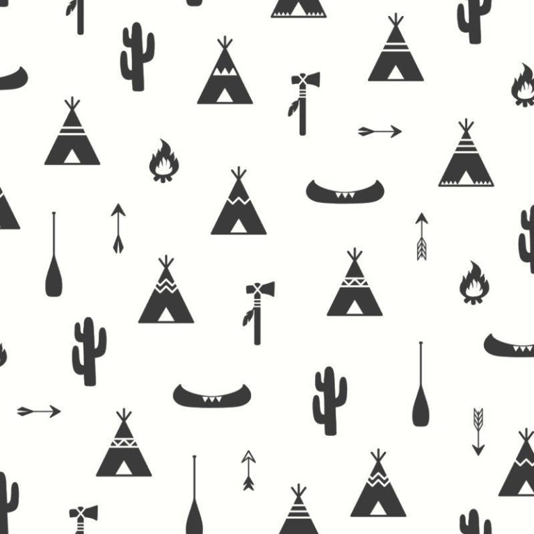 Kinderbehang Puck & Rose - Tipi Wit/Zwart