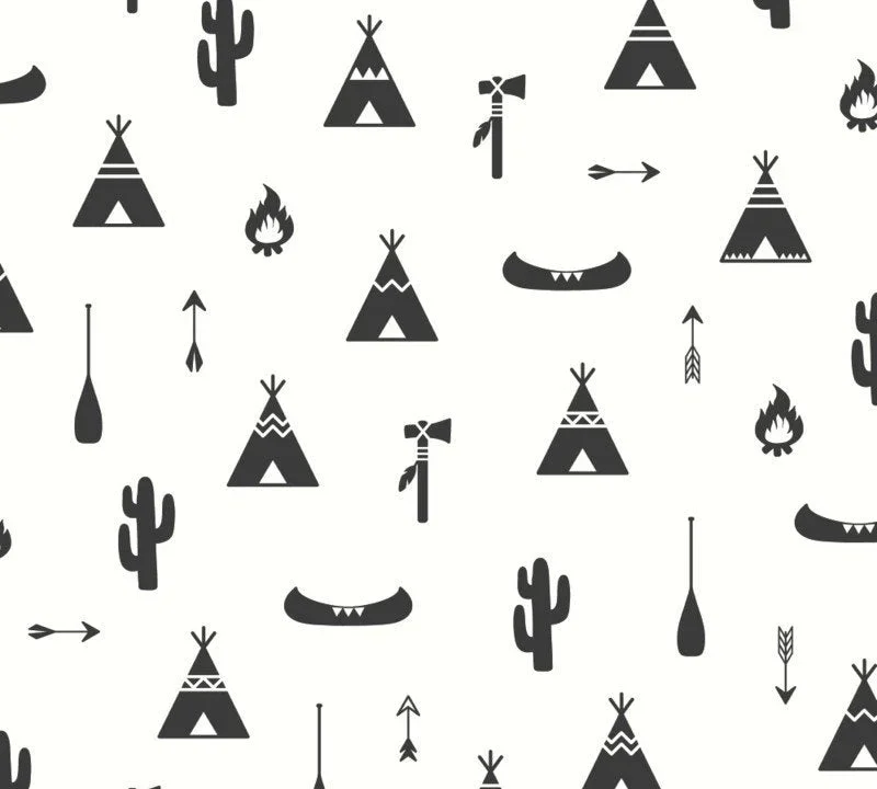 Kinderbehang Puck & Rose - Tipi Wit/Zwart