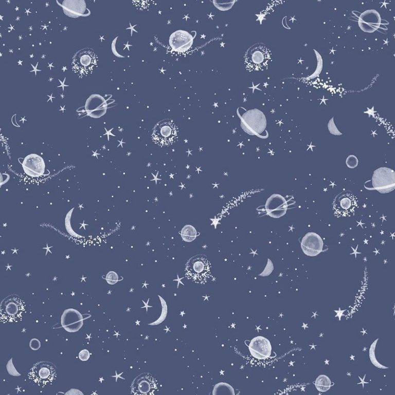 Kinderbehang Puck & Rose - Glow In The Dark Ruimte Blauw