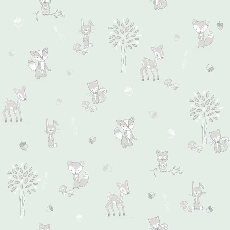 Kinderbehang Puck & Rose - Dieren Groen