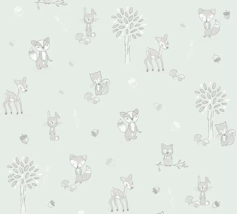 Kinderbehang Puck & Rose - Dieren Groen