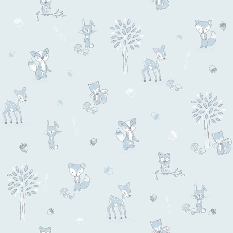 Kinderbehang Puck & Rose - Dieren Blauw