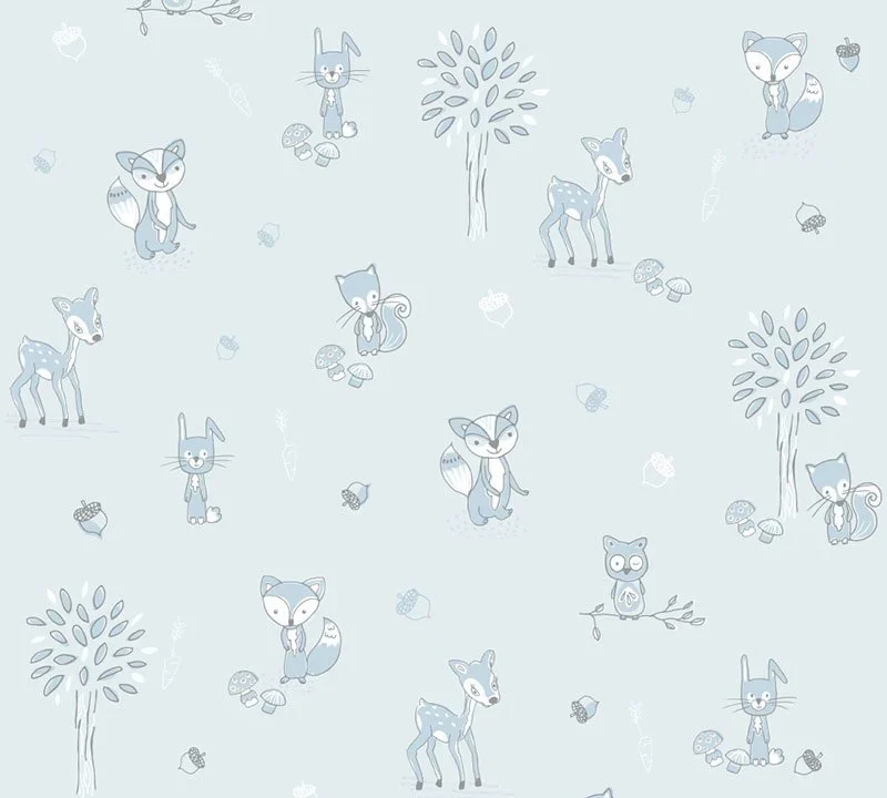 Kinderbehang Puck & Rose - Dieren Blauw