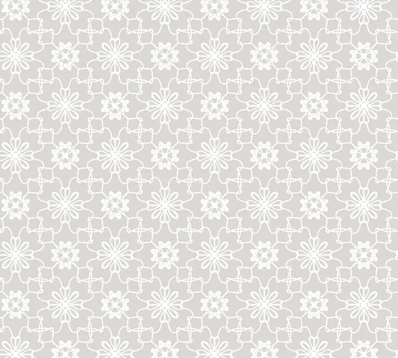 Kinderbehang Puck & Rose - Bloemmotief Grijs