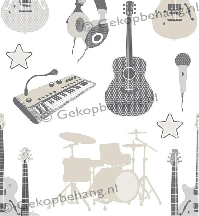 INGK Tapete - Thomas - instrumenten creme