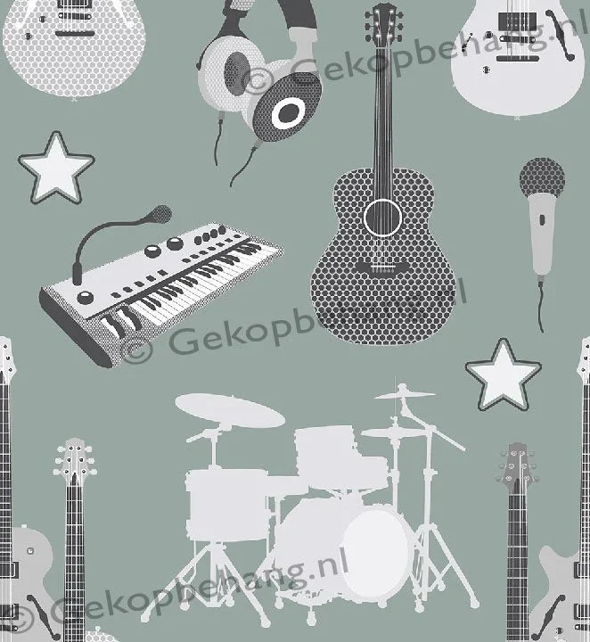 INGK Tapete - Thomas - instrumenten groen