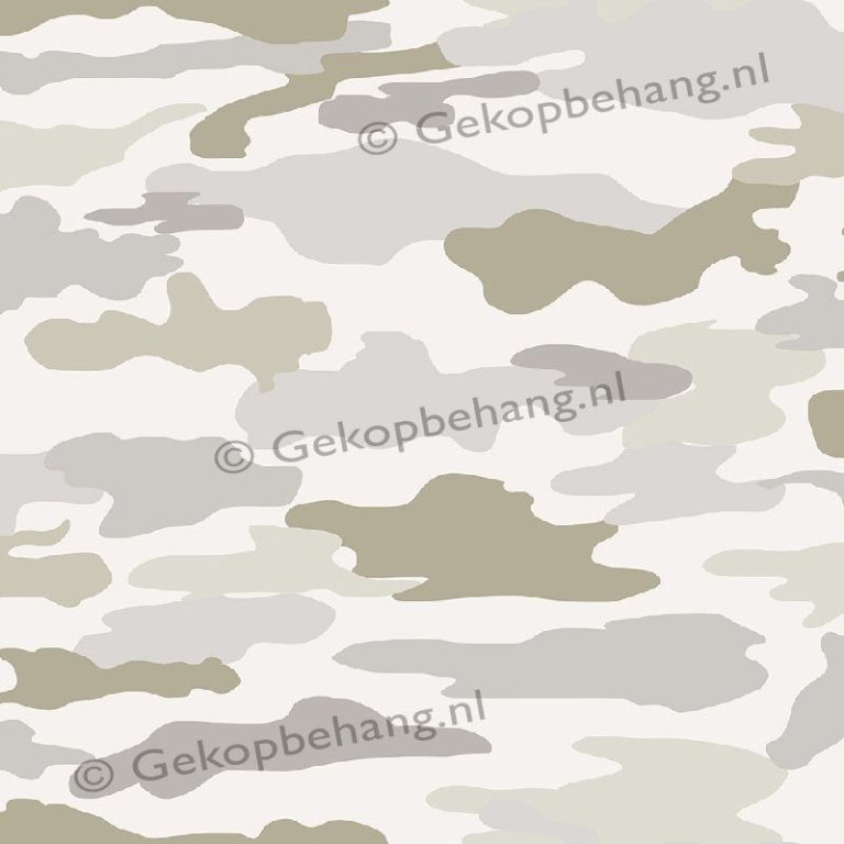 INGK Behang - Thomas - camouflage groen/beige