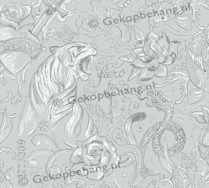INGK Tapete - Thomas - tattoo groen