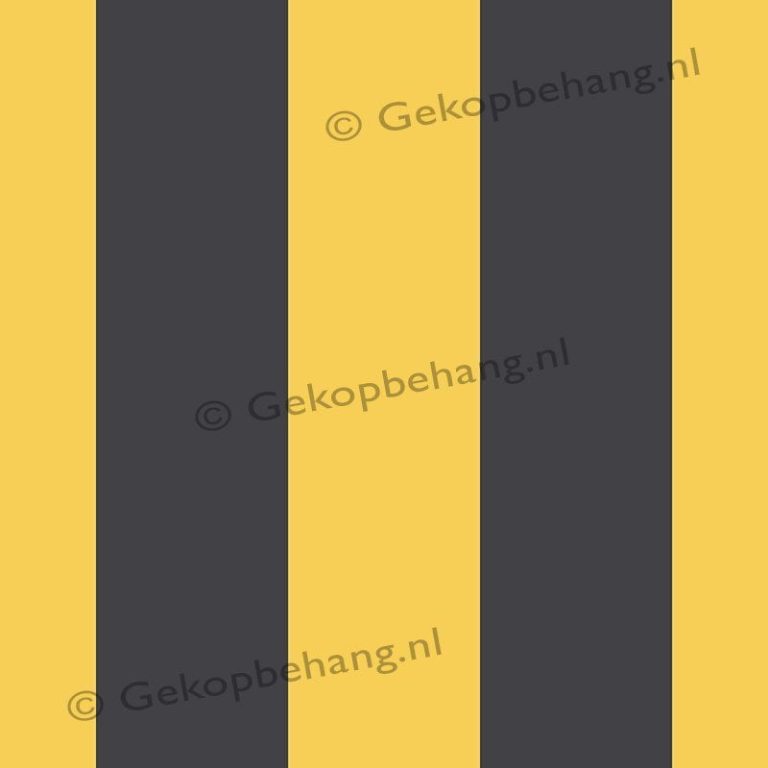 INGK Behang - Thomas - streep zwart/geel