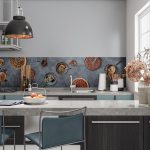 Pecan pies and chai backsplash DW4420 on dark background in kitchen