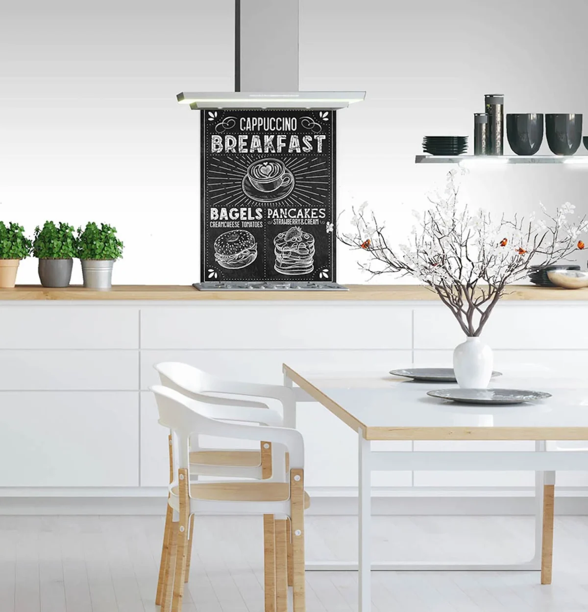 Crédence vintage coffee tableau noir DW4422 avec lettrage à la craie dans cuisine moderne