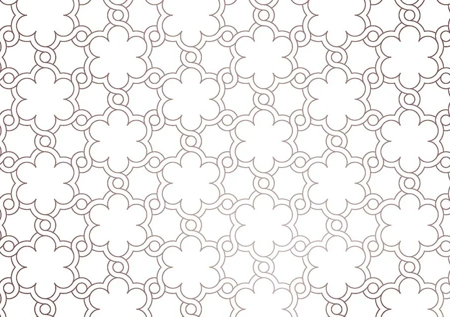 Crédence Casablanca Bronze DW446105 avec motif quatrefoil marocain en lignes bronze sur fond blanc