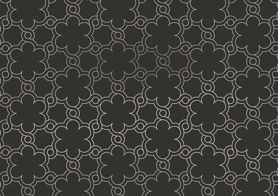 Crédence Casablanca Dark Argent DW446106 avec motif quatrefoil en lignes argentées sur fond anthracite