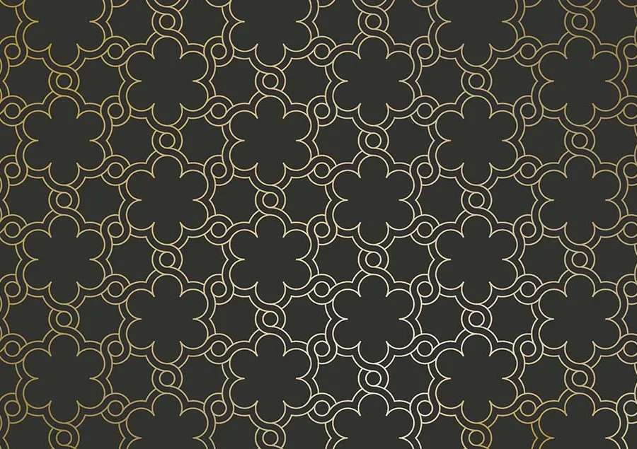 Motif de treillis floral or olive sur fond gris anthracite