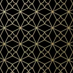 Motif géométrique d'étoiles dorées sur fond noir