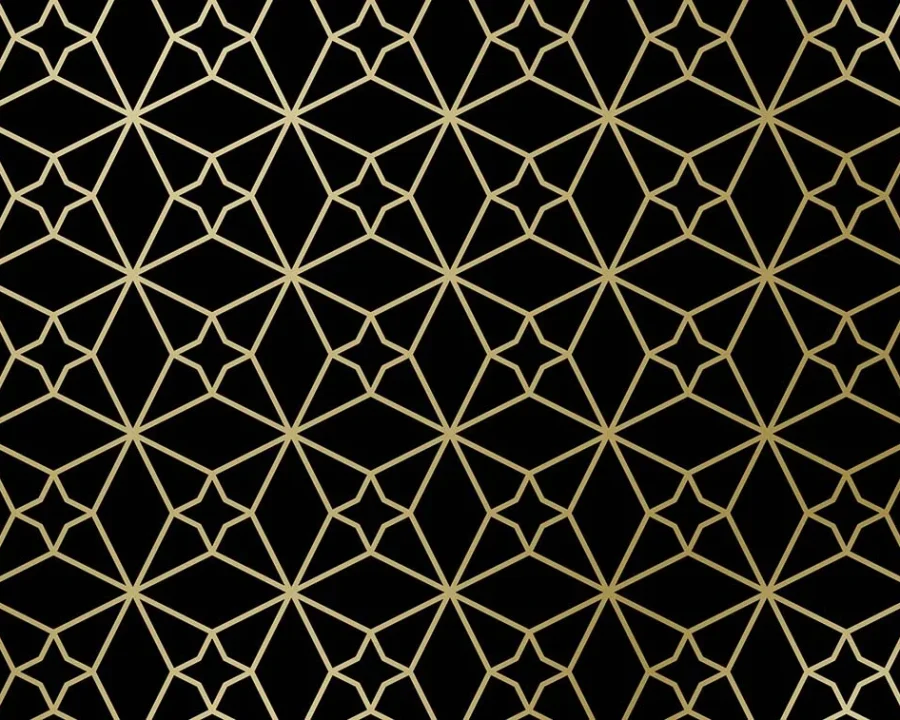 Kitchen backsplash with print - Fez Dark Gold