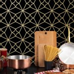 Kitchen splashback with print - Fez Dark Silver