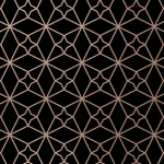 Motif géométrique d'étoiles or rose sur fond noir