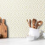 Kitchen backsplash with print - Andalous Gold