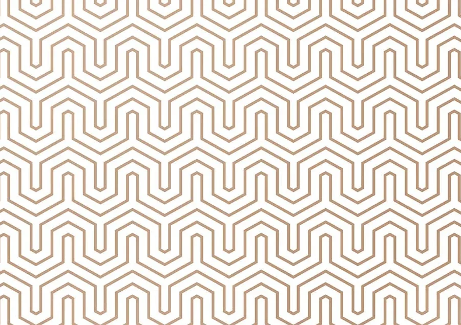 Muster mit einem kupferfarbenen geometrischen Linienmuster auf Weiß