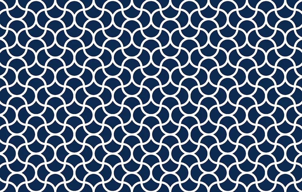 Marrakech Blue Küchenrückwand DW446121 mit marokkanischem Bogenmuster in Tiefblau auf weißem Hintergrund